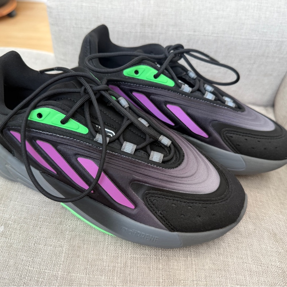 Adidas Black Sneakers with Green Highlights